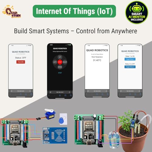 Image of Quad Store Ultimate IoT Kit for ESP32 with Motor Driver & Type-C Port | Features AI mentor for coding support. Build robotics, electronics & automation projects. Compatible with Arduino IDE