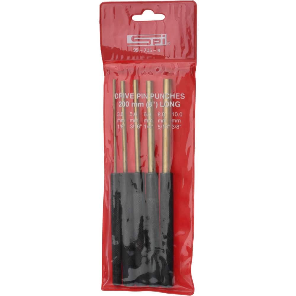 SPI 5 Piece Brass Pin Punch Set: 1/8", 3/16", 1/4", 5/16" & 3/8" Punch Sizes