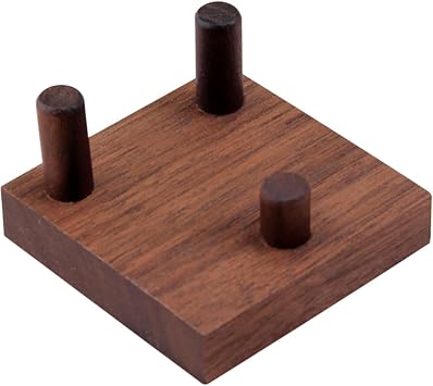 WAYUTO Walnut Crystal Display Stand, Wooden Rock Display Holder Three-Peg Easel for Fossil, Geode, Mineral, Agate and Desk Decor, Small 1.96 in