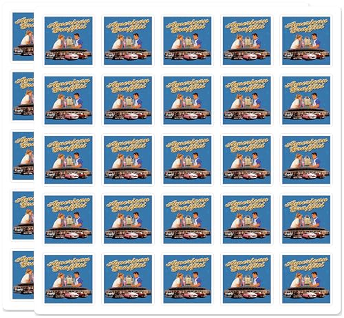 American Graffiti Retro 1950s Diner Classic Car Jukebox Nostalgia Vintage Style Weatherproof UV Resistant 50 Pack 1 Inch Vinyl Decal Sticker