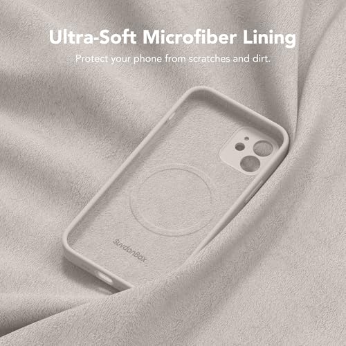 Image of Magnetic for iPhone 12 Case, Compatible with MagSafe, [Full Camera Protection][Screen Protectors] Silicone Shockproof Protective Phone Case for iPhone 12 6.1 inch, Stone
