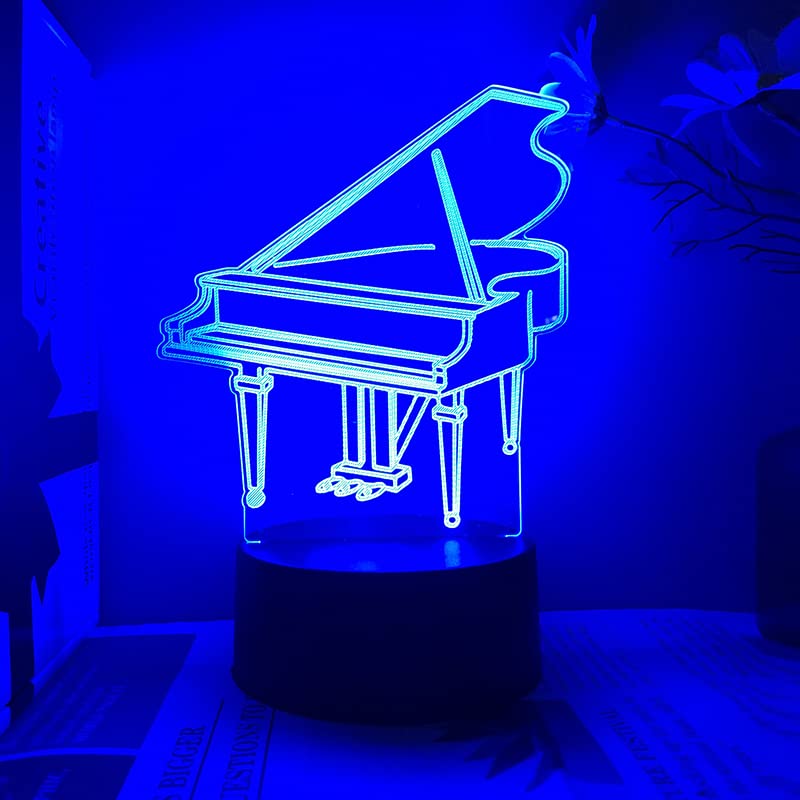 Lámpara ilusión 3D piano cambio 16 colores mesa noche miniatura 3