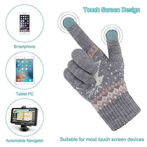MengH-SHOP Touchscreen handschoenen dames winterhandschoenen vrouwen wanten katoenen handschoenen winter warme dameshandschoenen 2 paar (roze en grijs) - Image 6