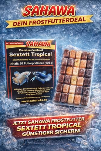 Fischfutter Frostfutter Tropical Sextett – 5×100g Blister mit je 30 Portionen (150 Futterportionen) – Abwechslungsreiches Mischfutter für Aquarienfische