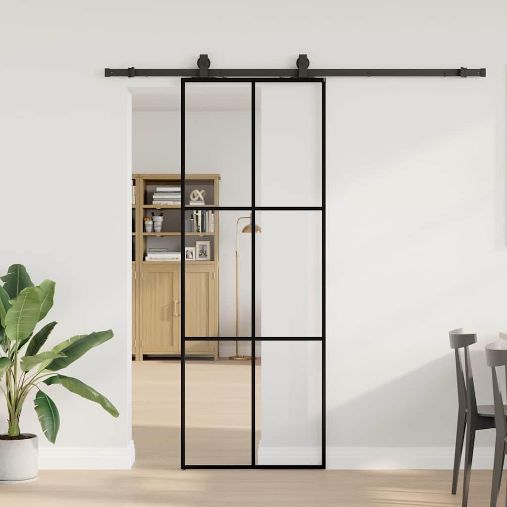 Porta scorrevole con guarnizione, porta in vetro ESG, 76 x 205 cm
