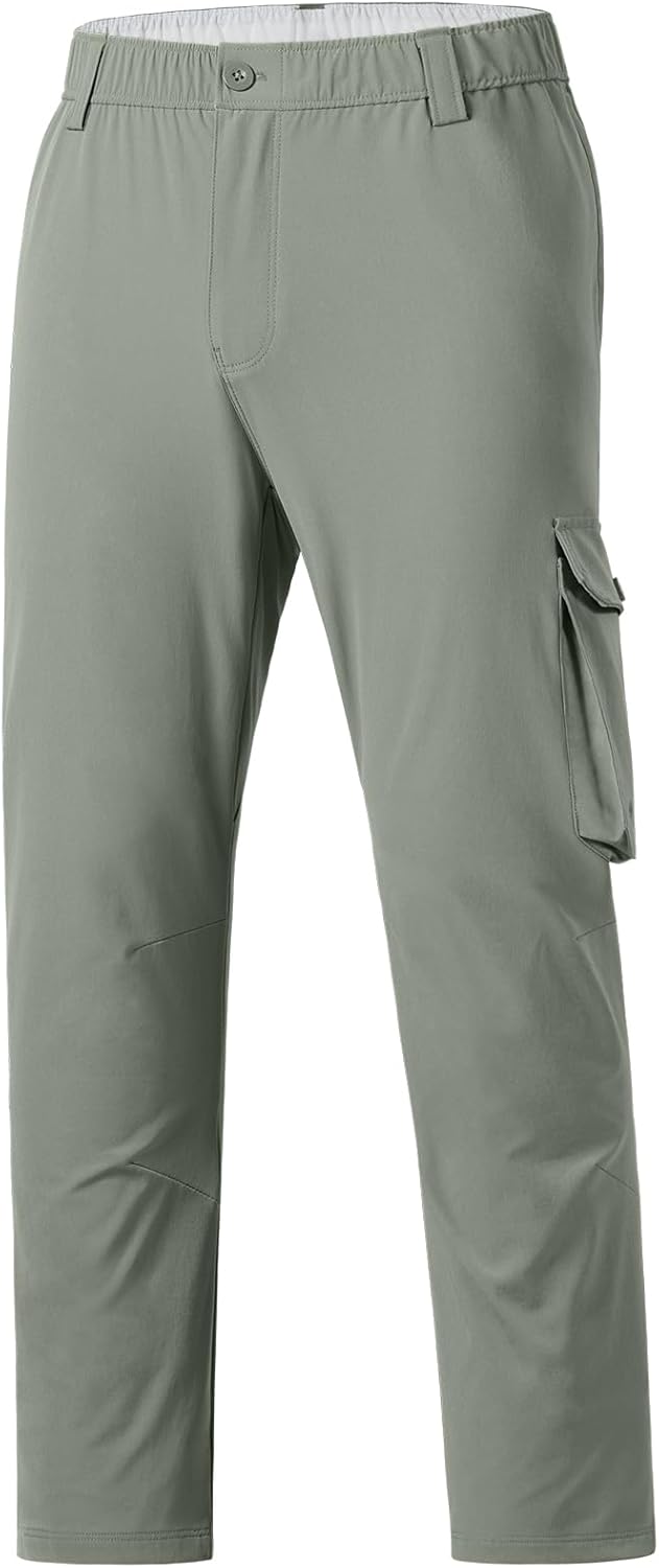 BASSDASH Men's Fishing Cargo Pants Water Resistant Quick Dry Lightweight UPF 50+ for Outdoor Hiking Elastic Waist Pants FP05M