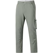 BASSDASH Mens Fishing Cargo Pants Water Resistant Quick Dry Lightweight UPF 50+ for Outdoor Hiking Elastic Waist Pants FP05M