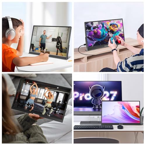 Image of Portable Monitor 16inch, Full HD 1920X1200P Display 300cd /Brightness,60Hz IPS LCD Panel,99% RGB, Built-in Speaker, HDMI USB C Monitor for Laptop PC PS3 /PS4 Switch