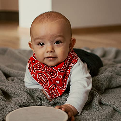 Stadela 100% Cotton Baby Bandana Drool Bibs For Drooling And Teething Nursery Burp Cloths 4 Pack Unisex Set For Girl And Boy – Western Baby Cowboy Cowgirl Cow Skin Paisley Wild West #TOP1