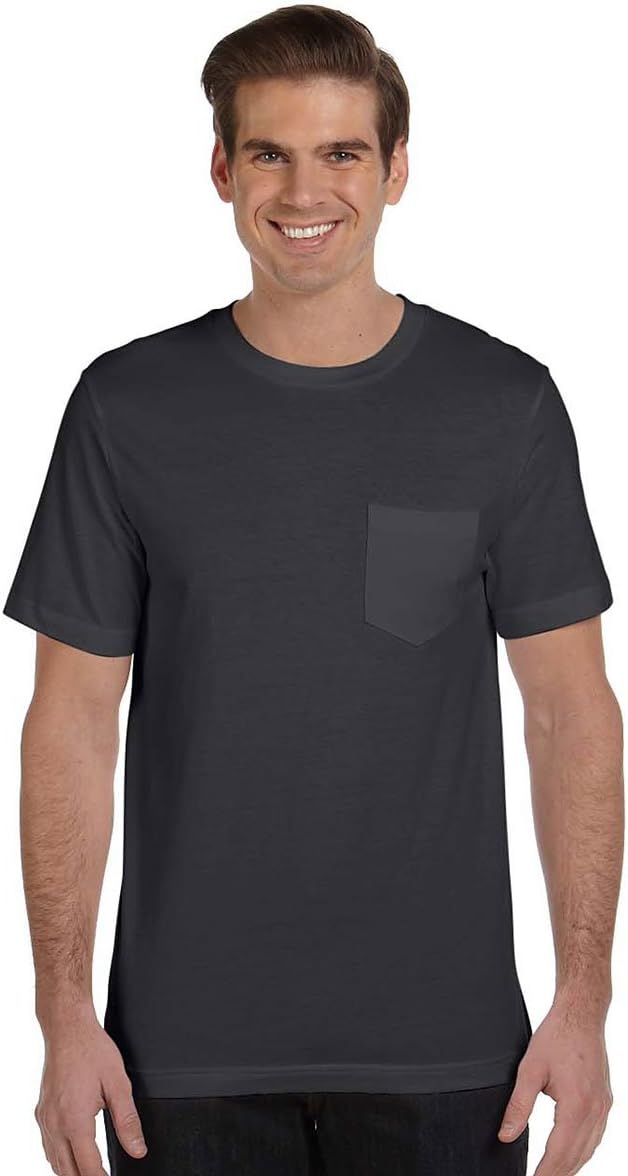 Bella + Canvas Men's Jersey Short-Sleeve Pocket T-Shirt XL DK GREY HTHR