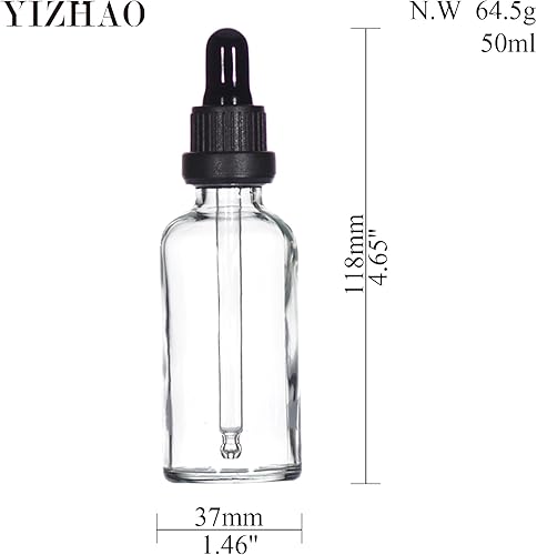 Miniatura 22 de YIZHAO Botella cuentagotas de vidrio negro de 2 onzas, botellas de tintura con cuentagotas de vidrio, para aceites esenciales, aromaterapia