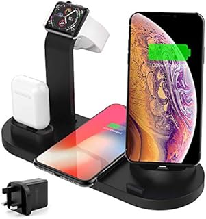 Singwow Wireless Charging Station 6 in 1 : Wireless Charger + 3 in 1 Charging Dock Station for iPhone Samsung Huawei + AirPods Dock Stand + Apple Watch Stand (No Apple Watch Charger)