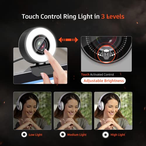 Angetube Full HD 1080P Webcam with Ring Light and Mic. Plug and Play Setup for Video Call Webcam for Desktop/Laptop Advanced autofocus AF Web... - Image 2