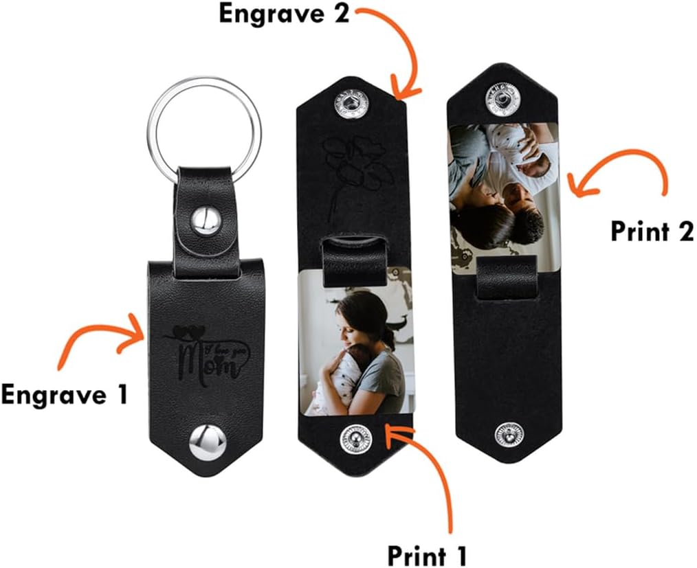 SHAANT Personalized Photo Leather Keychain for Dad Gift for Dad Father's Day Birthday Gift - Image 7