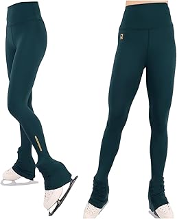 RoroCove Pantalones de Patinaje, Figure Skating Pants, Plus Velvet Women Girls Ice Figure Skating Practice Long Pants, Water Proof Figure Skating Training Suits Plus Velvet Pants(Green,M)