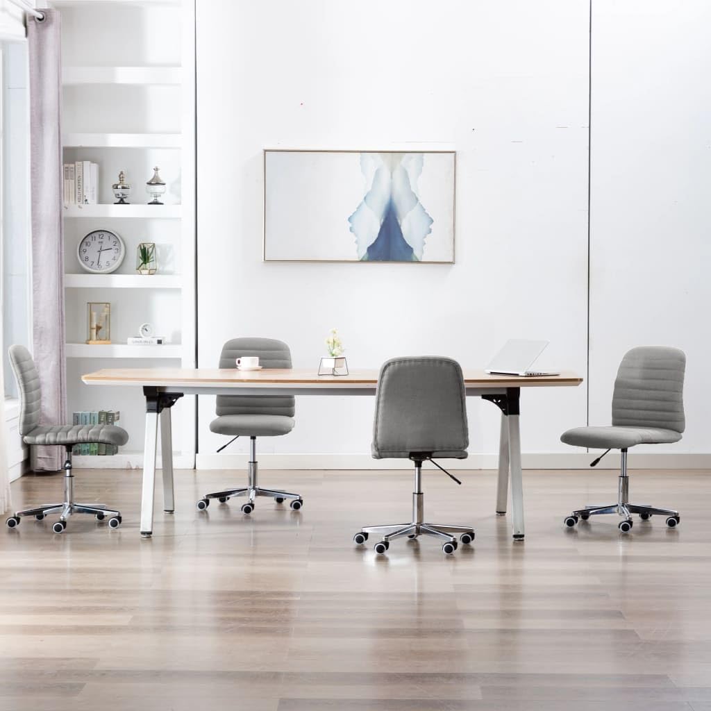 Krzesła do jadalni, zestaw 4 sztuk, jasnoszare, tapicerowane krzesła z podłokietnikami, ergonomicznie wyściełane, skandynawskie wzornictwo, trwały drewniany stelaż, z regulacją wysokości