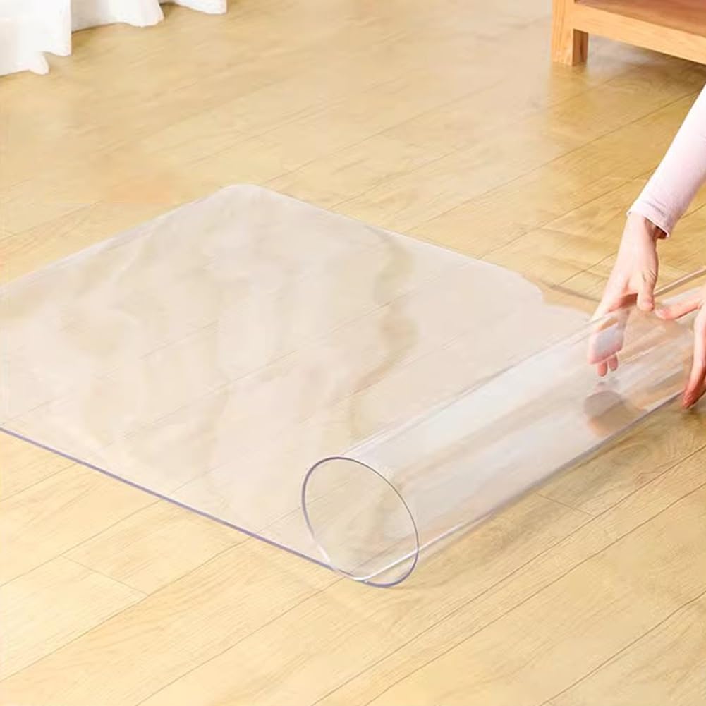 Tapis de protection de sol robuste en PVC transparent de 1 mm d'épaisseur, imperméable, idéal pour les sols en bois dur et carrelage, solution durable et antidérapante