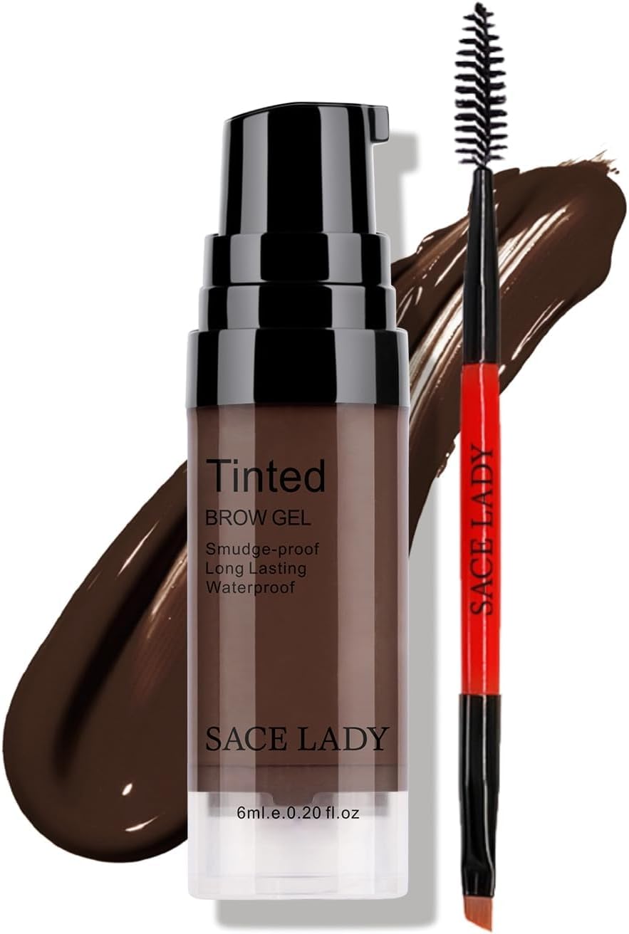 SACE LADY 3D Eyebrow Gel Long Lasting 24 Hours Waterproof Smudge-proof Brow Cream Makeup Kit (02 DARK BROWN, 0.2Fl Oz)