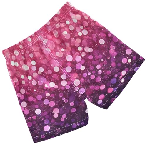 Pigsaly Boys Swim Trunks Raspberry Pink Deep Purple Gradient Flashing Glitter Boys Board Shorts Swimsuit Swimwear S2