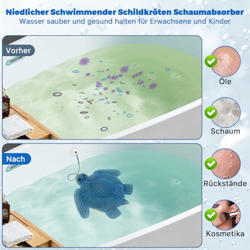 Whirlpool Schaum Absorber, 2 Stück Ölabsorbierender Schwamm Abschäumbälle, Schildkröte Hot Tub Scum Absorber, Wiederverwendbar Schwimmender Filter Spa Poolreiniger, Pool Whirlpool Reinigungszubehör