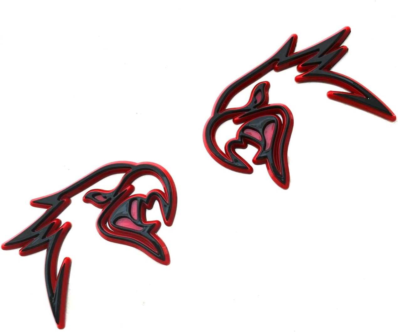 Pair Custom HELLHAWK Emblem Replacement for Trackhawk Fender Door 3D Badge Hellcat Style Head (Black Red)