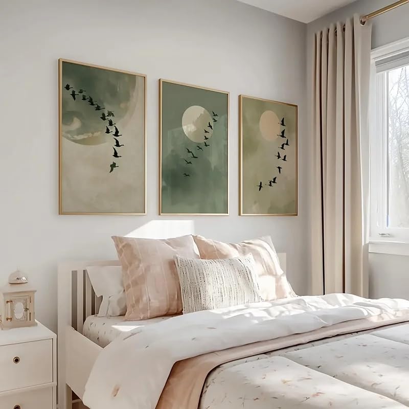 Art mural minimaliste paysage nature tableau sur toile triptyque grand format