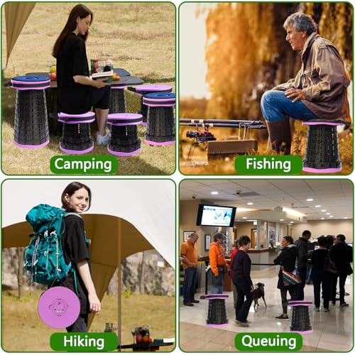 Image of 2026 Upgraded XXL Collapsible Stool with Thick Cushion,19.7 inchH-11.8 inchD Telescoping Folding Stool for Adults, More Sturdy Camping Stools with Load Capacity 1000lbs for Outdoor,Garden,Fishing,Hiking