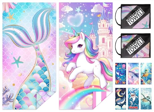 NIBESSER 2 Pack Kids Beach Towels for Girls Boys 30