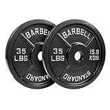 Steel Olympic Plates 35lb Pair - Olympic Standard Premium Coated 2x 35 Pound Weights