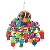 BCOATH Juguetes de Madera Cococut Pájaros Mordedores Grises Accesorios Perico Molido de Conchas Escalera de Dentición Africana Bloques Pequeños Cacatúa Interactiva