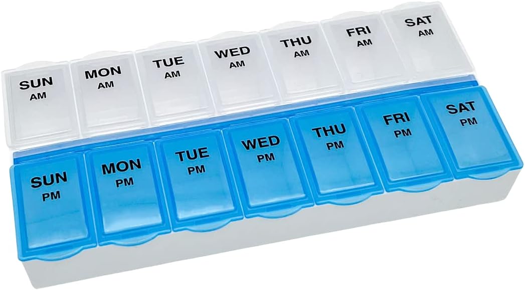 Healthaccessories Spanish Pill Box 7 Day Weekly Two Times per Day AM PM (Large