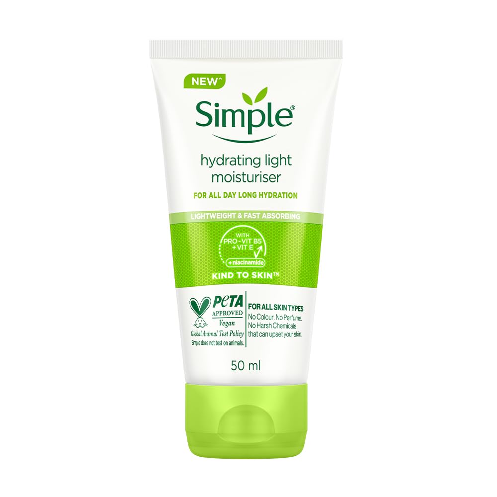 Simple Hydrating Light Moisturiser, 50ml | 12hr Hydration | With Niacinamide,