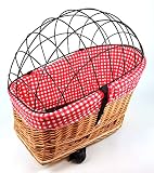 Tigana - Hundefahrradkorb für Gepäckträger aus Weide Natur 56 x 36 cm mit Metallgitter Tierkorb Hinterradkorb Hundekorb für Fahrrad (N-S) (XL + Kissen + Einlage R1)