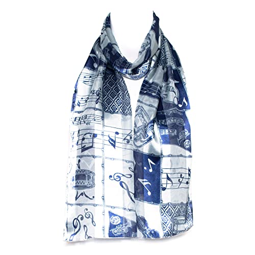 Hat To Socks Musical Instruments and Notes Chiffon Satin Scarf