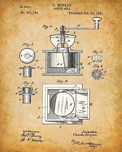 Original Coffee Patent Art Prints - Set of Four Photos (8x10) Unframed - Great Restaurant, Cafe, Coffee Shop, Kitchen and Coffee Bar Decor and Gift Under $15 for Coffee Lovers - Thumbnail 3