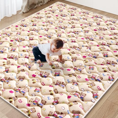 Vibe Bear Baby Play Mat – 71″ X 59″,Premium Thicker Foam One-Piece Crawling Mat, Extra Large Anti-Slip Activity Playmat for Babies, Toddlers & Infants