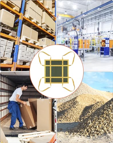 image for QWORK Heavy-Duty Canvas Cargo Lifting Pad Net - 3.28ft x 3.28ft Reinfo