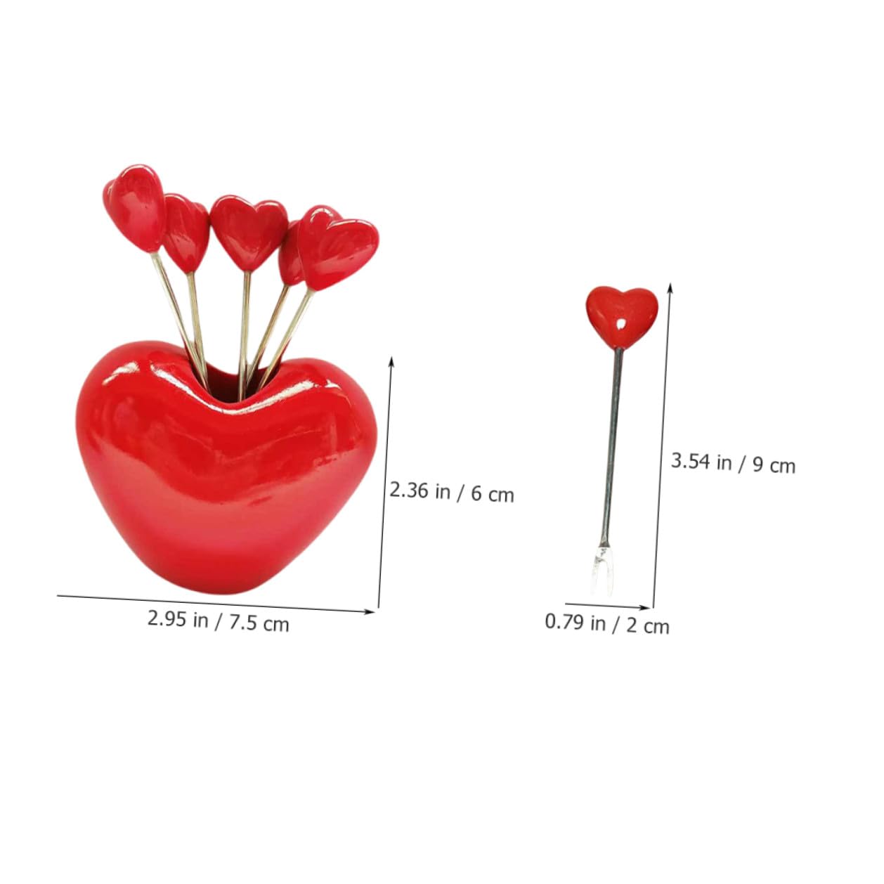 SOLUSTRE 1set Mini Forchette da Frutta e Dessert con Supporto Cuore Forchettine in Resina e Metallo per Antipasti Torte e Cocktail Adatte per Casa Ristorante e Feste