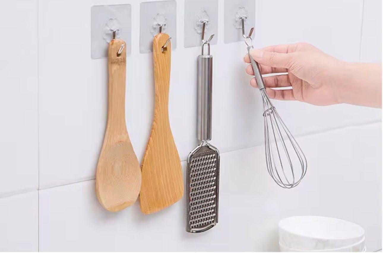 Transparent Adhesive Wall Hooks 25 Pack, Heavy Duty Sticky Hooks for Bathroom, Kitchen, Shower and Home Organization image 4