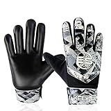 ESUP PRO Soccer Goalie Gloves with 4mm Latex for Super Grip & Finger Spine Protection |Funky Football Goalkeeper Gloves (Black, Size 5 Suitable for 9 to 12 Years Old)