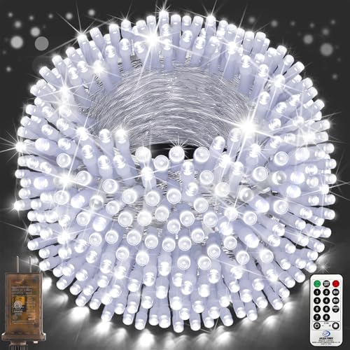 1000 LED Outdoor Christmas String Lights - 403FT Waterproof Fairy Lights with 8 Modes, Timer, and Memory Function for Party and Decorations (Cold White)