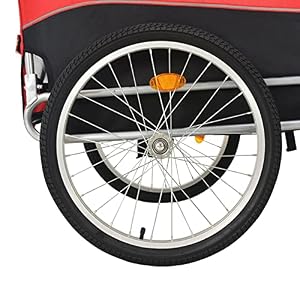 Tidyard Dog Bike Trailer, Foldable Pet Trailer, with 2 Reflectors and Rain Cover, Quick-Release Wheels, Dual Entry, Red and Black Tidyard Dog Bike Trailer, Foldable Pet Trailer, with 2 Reflectors and Rain Cover, Quick-Release Wheels, Dual Entry, Red and Black