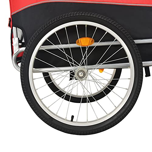 Tidyard Dog Bike Trailer, Foldable Pet Trailer, with 2 Reflectors and Rain Cover, Quick-Release Wheels, Dual Entry, Red and Black Tidyard Dog Bike Trailer, Foldable Pet Trailer, with 2 Reflectors and Rain Cover, Quick-Release Wheels, Dual Entry, Red and Black