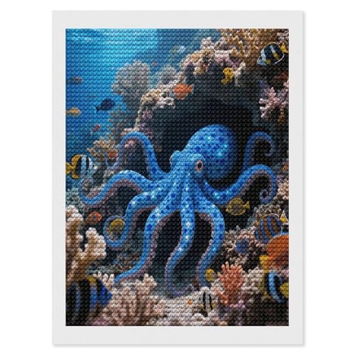 Pinturas de diamantes de pulpo azul FekiLoot para decorar el hogar y relajarse