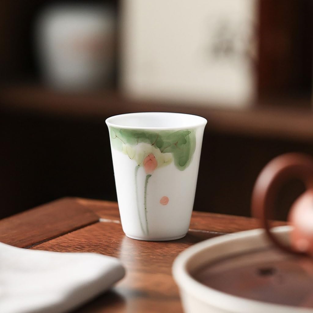 GSOUL Kungfu Tea cup Handmade Small Teacup Hand-painted Lotus Kung Fu Tea Set Personal Drinking Cup Chinese Water Small Tea Cups