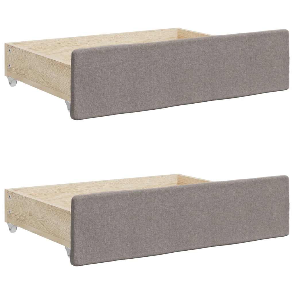 2er Set Unterbettkommode mit Rollen, Bettschublade aus Holzwerkstoff und Stoff, Stauraum-Organizer für Schlafzimmer, Taupe
