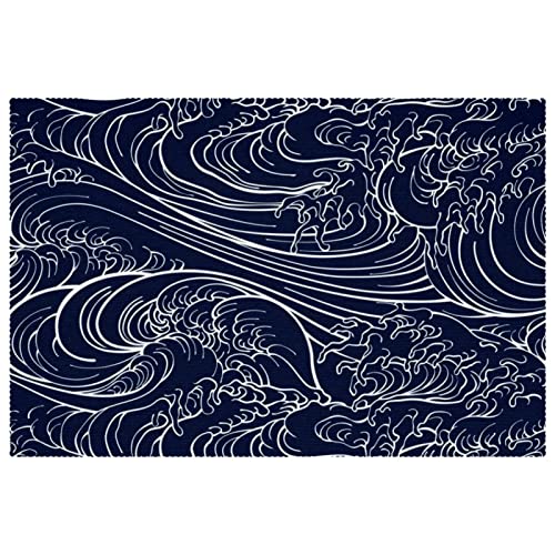 Set de table vagues japonaises 30x45 cm de table à manger antidérapant x6