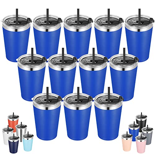 VEGOND 12oz Tumbler Stainless Steel Tumbler bulk Vacuum Insulated Double Wall Travel Tumbler with Lid and Straw Reusable Tumbler, Light Blue 12 Pack