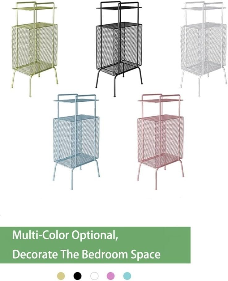 JATIBOSH Bedside Wrought Iron Bedside Table Simple Ultra-Narrow Shelf Nightstand Storage End Table for Living Room Bedroom Home Storage Table (Color:Ivory White)