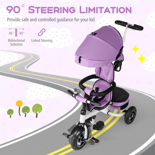 image for Costzon Tricycle, 5 in 1 Toddler Bike w/Foldable Push Handle, Rotatabl